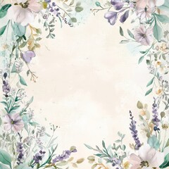 Fototapeta premium Elegant Floral Frame: A captivating watercolor floral arrangement, artfully arranged in a delicate frame, evokes a sense of tranquility and natural beauty.