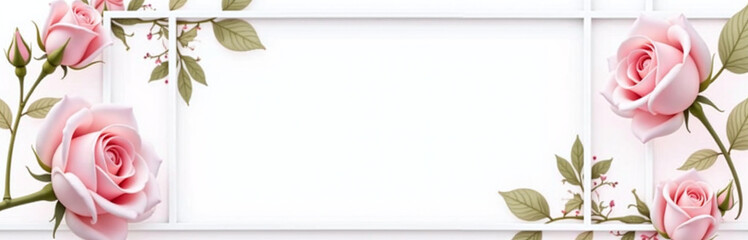 Obraz premium A Delicate Pink Rose Is Surrounded By A White Border In This Beautiful Floral Picture Frame Design. 00002