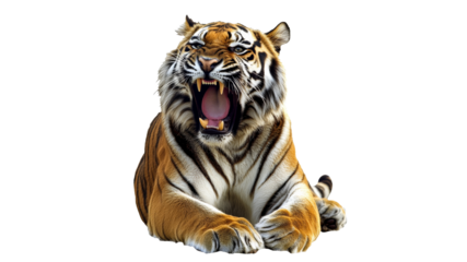 Majestic tiger roaring in a powerful display