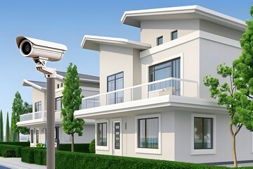 Obraz premium Modern Smart Home Security System with Surveillance and Advanced Safety Features