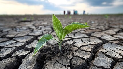Resilient Seedling Growth Drought-affected Field Nature Photography Dry Environment Close-up View Hope