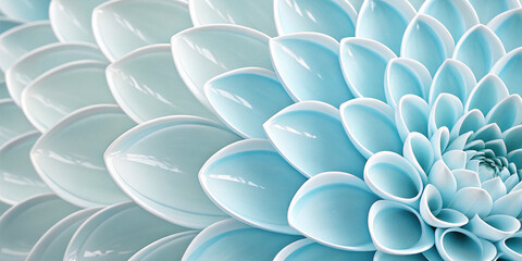 Close-up of a blue succulent flower with symmetrical petals arranged in a spiral pattern resembling an intricate natural fractal