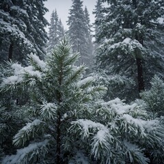 snow covered pine tree