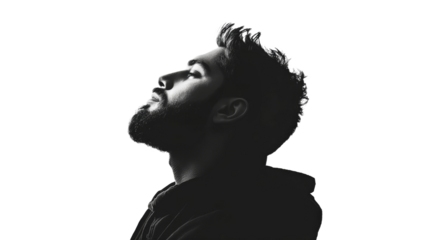 Profile of a man against a white background