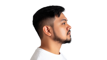 Profile view of a man with stylish haircut