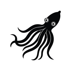 A vector illustration of a cuttlefish with wavy tentacles.