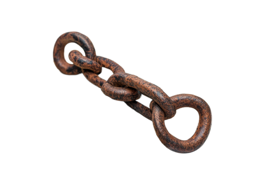 Heavy rusted chain link resting on a flat surface