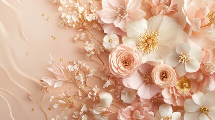Fototapeta premium A beautiful bouquet of flowers with gold accents
