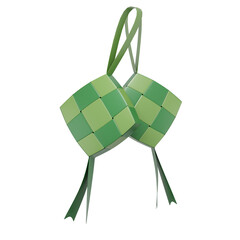 3D rendering Ketupat Illustration. Suitable for decorative Eid al Fitr greeting cards or background