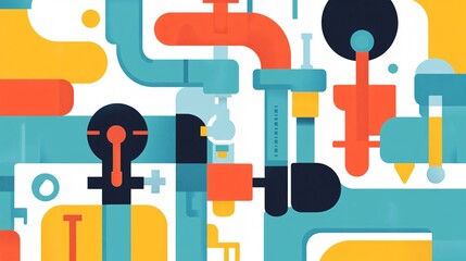 World Plumbing Day Design with Tools for Background Greeting Card