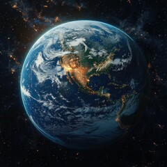 Earth from Space Realistic 3D Rendering Vibrant Colors Asia Pacific Region