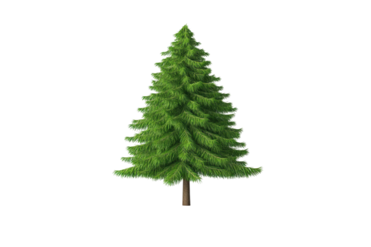 Realistic green Christmas tree for festive decor, cut out