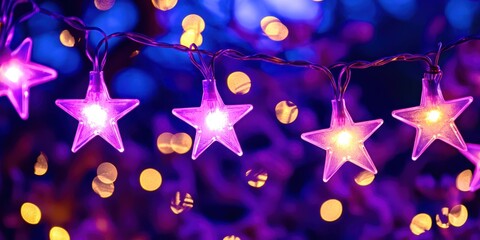 String of lights with five pink stars