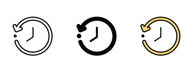 Set of 3 pixel perfect Past Time icon with 1 unexpanded, 1 silhouette, a simple and clear icon symbolizing past time or history.