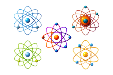atom icon set isolated on a transparent background