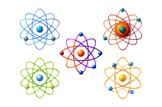 atom icon set isolated on a transparent background