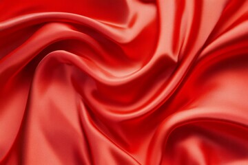 Obraz premium Luxurious red fabric with soft folds in close-up. AI image