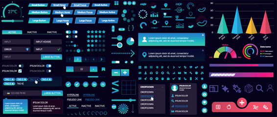 A set of UI components for mobile apps and websites. Includes buttons, panels, menus, sliders, and charts. Modern design for easy interaction, data management, and automation.