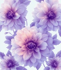 Obraz premium Delicate Floral Pattern with Purple Dahlias and Soft Lighting for Wall Decor