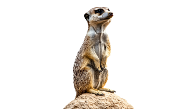 Meerkat standing on a rock in sunny desert habitat