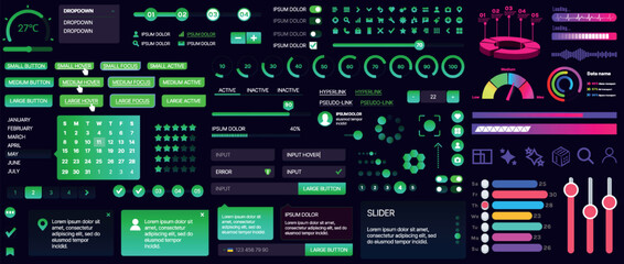 A set of UI components for mobile apps and websites. Includes buttons, panels, menus, sliders, and charts. Modern design for easy interaction, data management, and automation.