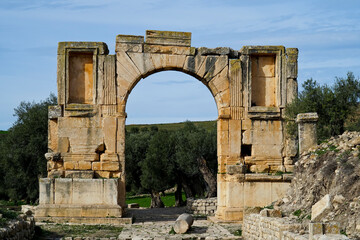 L'area archeologica di Dougga,Thugga,con gli spettacolari resti dell'antica città Romana...