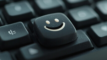 A black keyboard with a smiley face on it