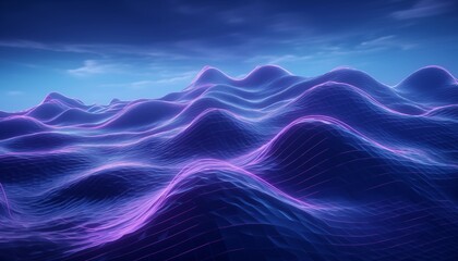 abstract purple background line waves, mountain, digital, futuristic world