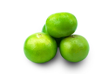 Heap fresh lime fruits isolated on white background clipping path close up stacking