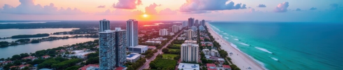 Breathtaking bird's-eye view of Fort Lauderdale's vibrant cityscape and coastline , real estate, development