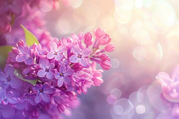 Lilac flowers close up background at sunny day. Selective focus. Professional photo