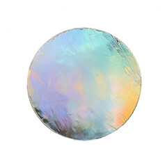 a round sticker, make of smooth holographic foil. Hologram round label. 
