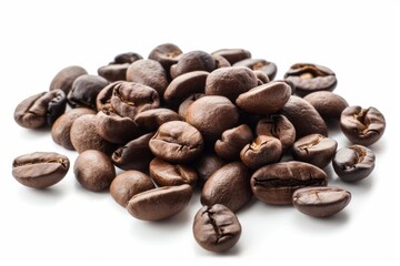 Fototapeta premium Coffee beans on white background. AI image