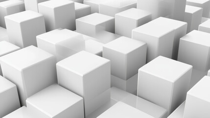  3d illustration white cubes, design with perspective effect