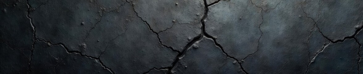 Obraz premium Deeply textured concrete with visible cracks; dark, abstract grunge, raw, heavy, light, distressed, detail