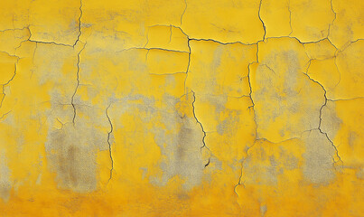 Obraz premium Charming Yellow Stucco Wall with Subtle Cracks, Perfect for Rustic or Mediterranean Interiors