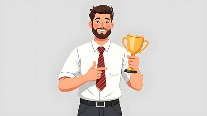 Fototapeta premium A workplace elite holding a trophy