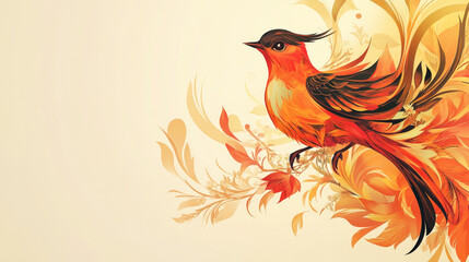 Obraz premium Template of brochure with stylized decorative ornamental twitter bird