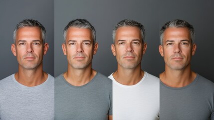 Four different men with varying shades of gray hair