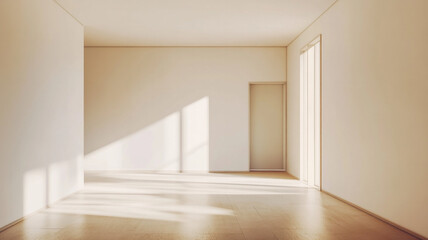 Fototapeta premium A room with a white door and a window