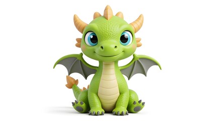 Fototapeta premium The fantasy world of cute little green dragons