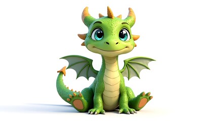 The fantasy world of cute little green dragons