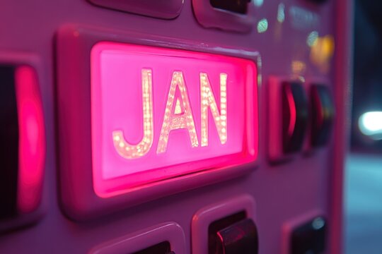 Vintage January Flip Calendar Clock in Pink Light with Dynamic Design and Time Progression - Powered by Adobe