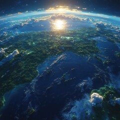 Realistic Earth Globe View of South America with Vibrant Colors and Curvature
