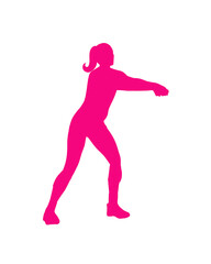 Pink Silhouette of a Woman Exercising volleyball in a Minimalist Art Style