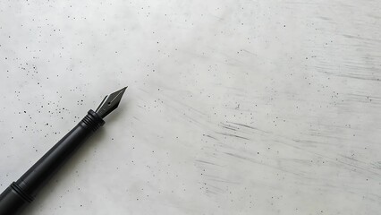 Artistic Writing Concept with Ink-Stained Paper and Elegant Fountain Pen on White Surface