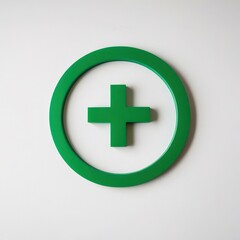 Obraz premium Green sign with a cross and a plus sign