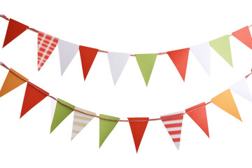 Obraz premium Colorful party bunting in green, yellow, and red, cut out