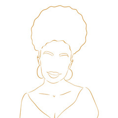 Line Art Illustration of a Woman with Afro Hair in a Minimalist and Modern Style