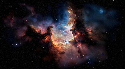Obraz premium Colorful Nebula Displaying Swirling Gas And Stars Against Dark Backgrounds